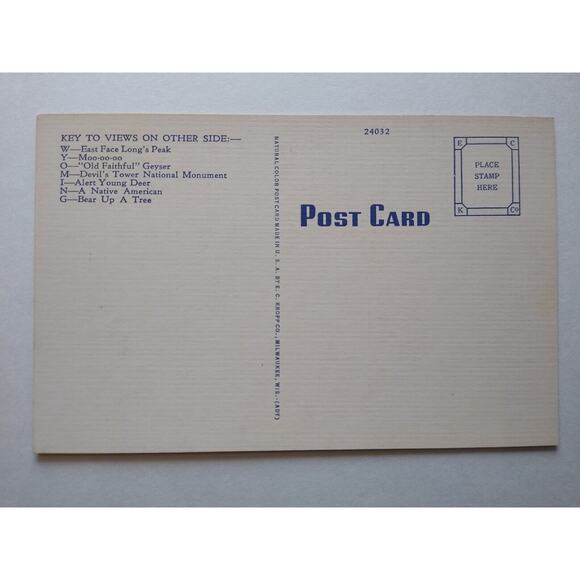 Greetings Hello From Wyoming Postcard Large Big Letter Unused Kropp Horse Cowboy - Picture 2 of 2